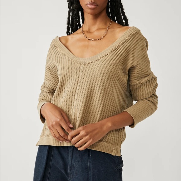 Free People Tops - Free People We the Free New Magic Thermal Tee Golden Olive